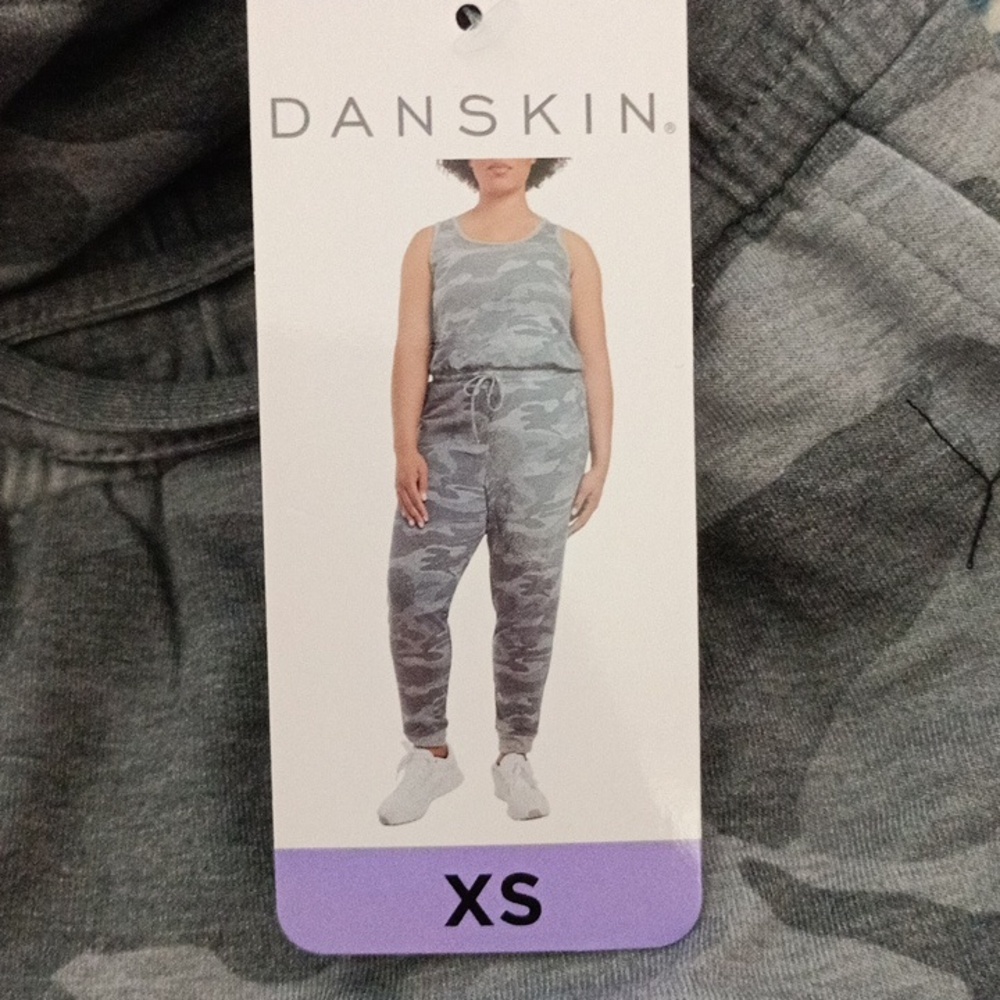 Danskin Gray Camouflage Jumpsuit Woman XS Rayon With Pockets